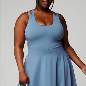 Fabletics Boost Athletic Dress 1X Blue Built-In Shorts Pockets NWT